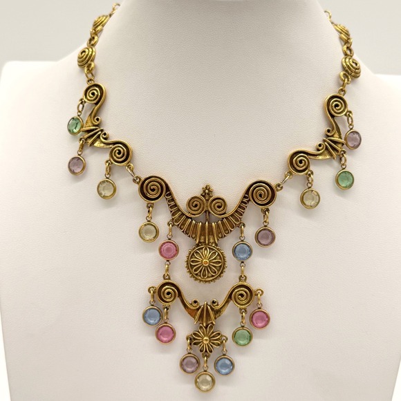 Jewelry - Vintage Unsigned Goldette Etruscan Revival  Necklace Art Deco Nouveau